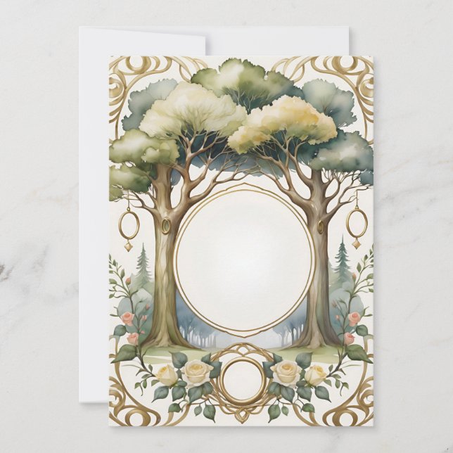 Invitación boda marco fantasía floral romántica (Anverso)