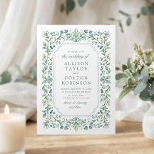 Boda Marco Floral Botánico Vintage Verde Salvia