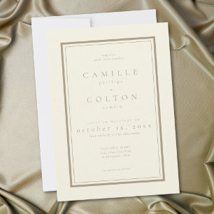 Invitación Boda Marco Minimalista Crema Marfil