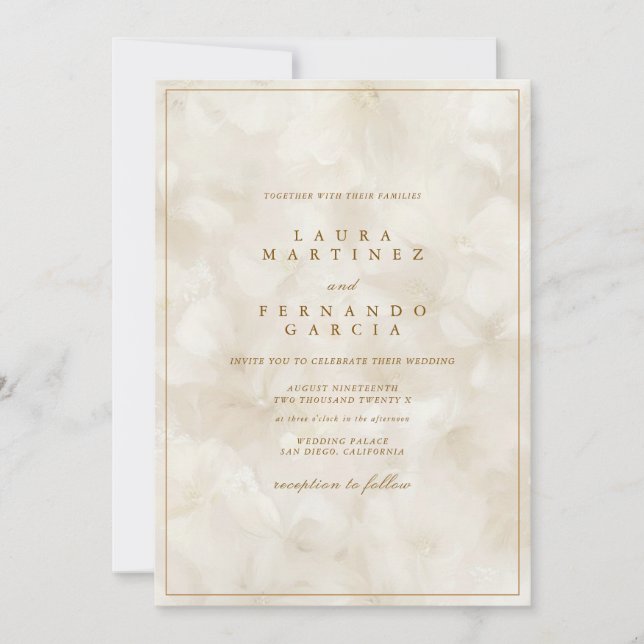 Invitación Boda Marfil Beige Moderno  (Anverso)