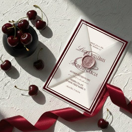 Invitación Boda Marfil Borgoña
