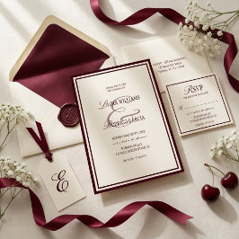 Invitación Boda Marfil Borgoña