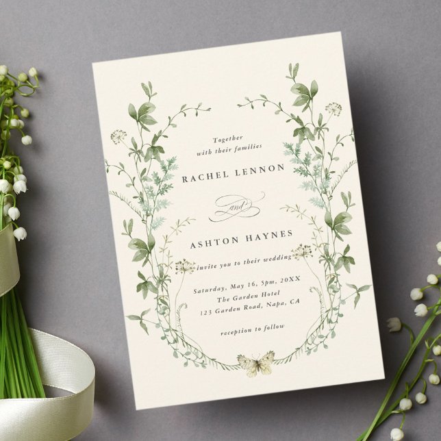 Invitación Boda Marfil Elegant WaterColor Wildflowers (Subido por el creador)