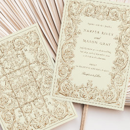 Invitación Boda marfil marfil marrón vintage