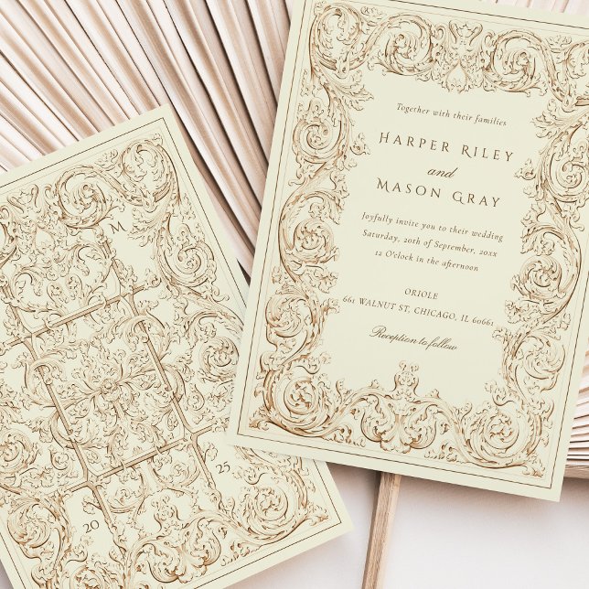 Invitación Boda marfil marfil marrón vintage (Subido por el creador)