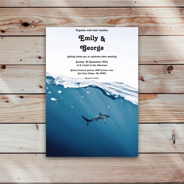 Invitación Boda marina azul subacuática tiburón náutico de pl (Subido por el creador)