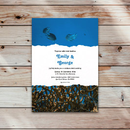 Invitación Boda marina azul submarina Fish Reef Beach Wedding