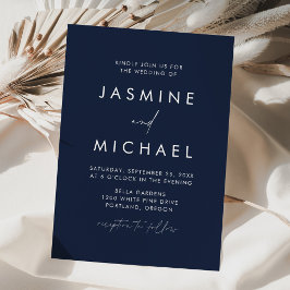 Invitación Boda Marina con Letra Minimalista Moderna