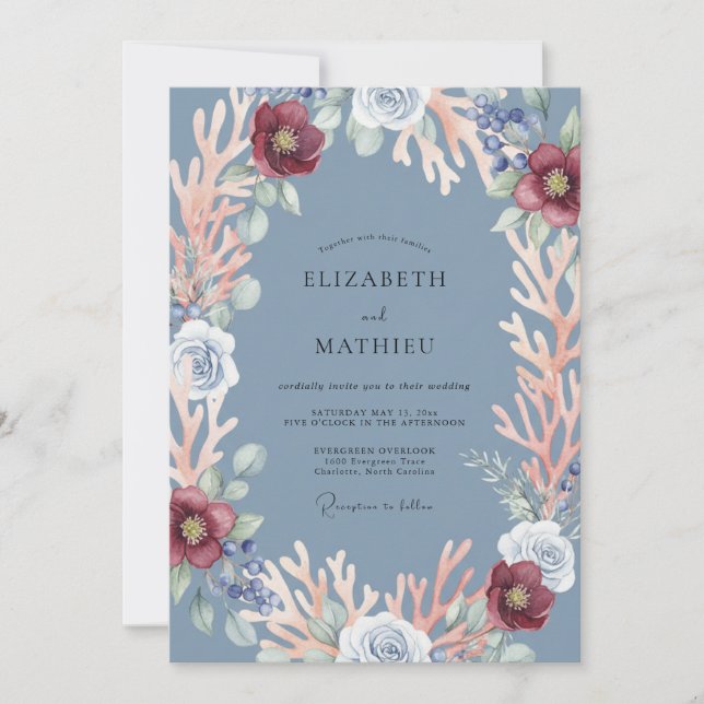 Invitación Boda Marina Pintada de Acero (Anverso)
