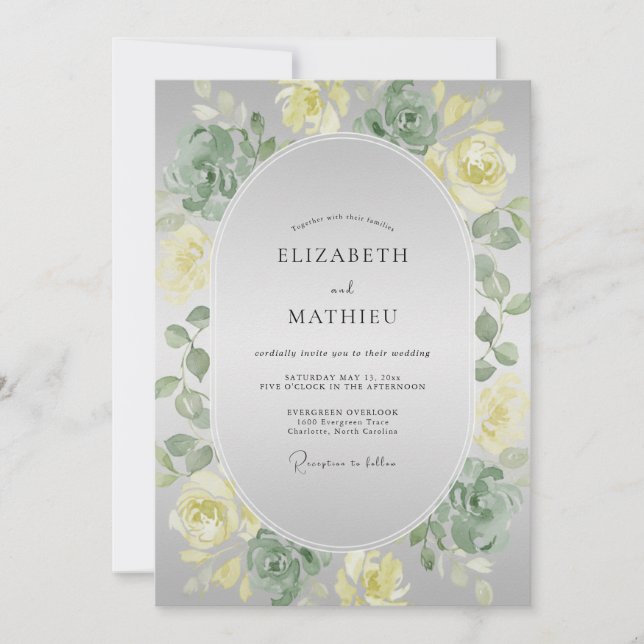 Invitación Boda Mariposa de Mantequilla de Plata (Anverso)