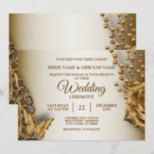 Boda Mariposa Floral Beige Dorado Vintage