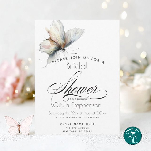 Invitación Boda | Mariposas abstractas elegantes con tinta pa (Subido por el creador)
