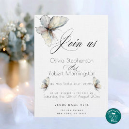 Invitación BODA Mariposas Elegantes de Tinta Abstracta Pastel