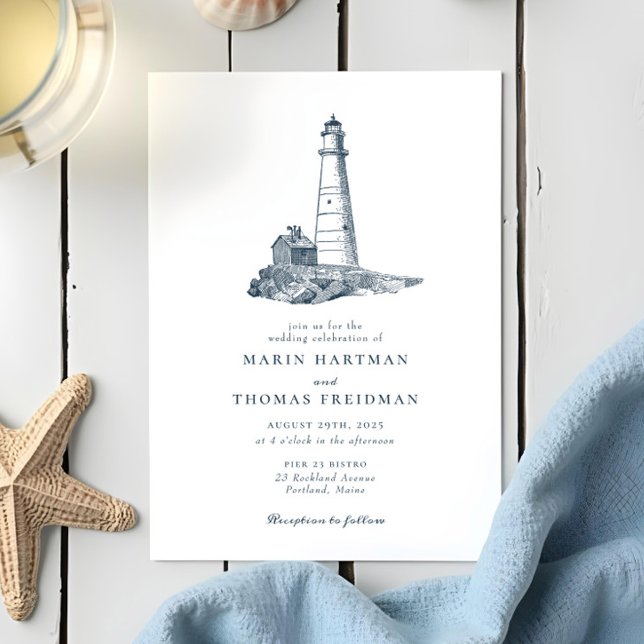 Invitación Boda marítimo de faro náutico (Subido por el creador)