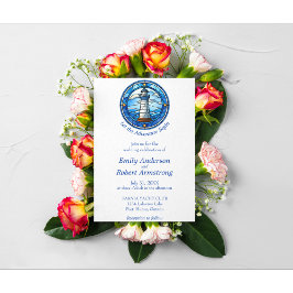 Invitación Boda marítimo de faro náutico