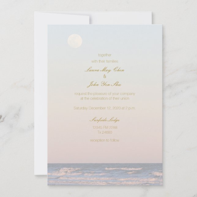 Invitación Boda marítimo de Galveston Beach Texas (Anverso)