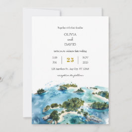 Invitación Boda marítimo de las Islas Palm Tropicales minimal