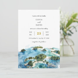 Invitación Boda marítimo de las Islas Palm Tropicales minimal