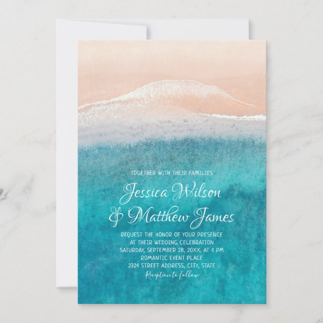 Invitación Boda marítimo náutico de destino marítimo (Anverso)