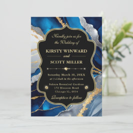 Invitación Boda Mármol Ágata Dorada Brillante