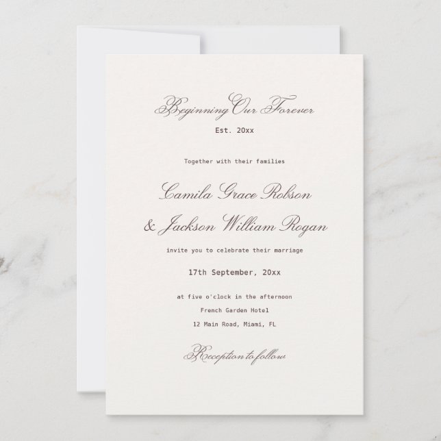 Invitación Boda marrón (Anverso)