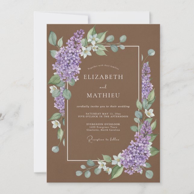 Invitación Boda marrón cálida de primavera (Anverso)