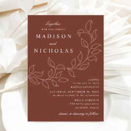 Invitación Boda marrón de hojas en cascada