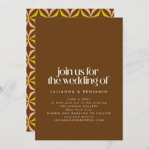 Invitación Boda marrón moderno de moda estética retro diverti