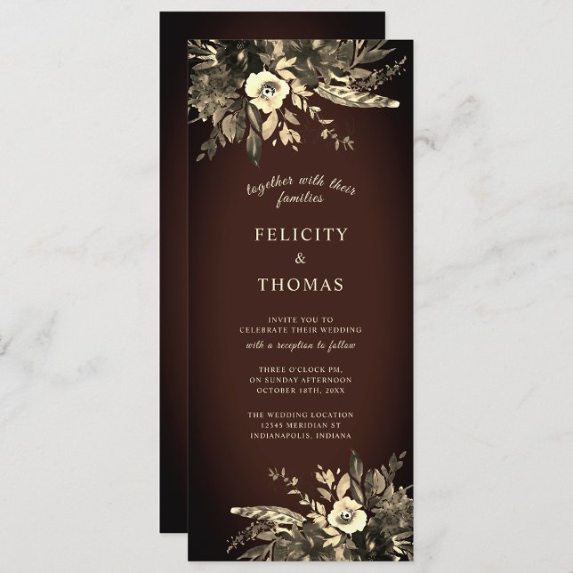 Invitación Boda marrón romántico de edad floral (Subido por el creador)