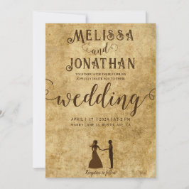 Invitación Boda marrón rústico vintage Bride Groom