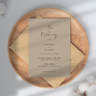 Invitación Boda marrón simple y elegante