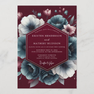 Invitación Boda Marrón Teal Claroscuro