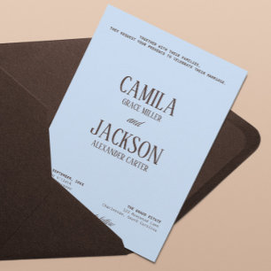 Invitación Boda marrón y azul