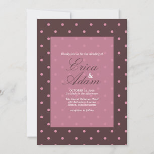 Invitación Boda Marrón y Rosado Patrón de Lunares Boho