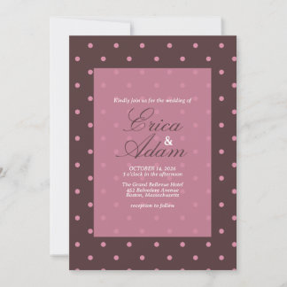 Invitación Boda Marrón y Rosado Patrón de Lunares Boho