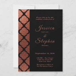 Invitación Boda Marroquí Elegante de Cobre y Negro Moderno