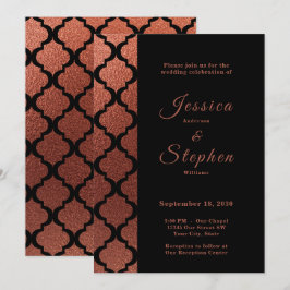 Invitación Boda Marroquí Elegante de Cobre y Negro Moderno