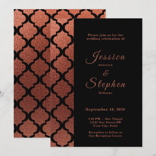 Invitación Boda Marroquí Elegante de Cobre y Negro Moderno