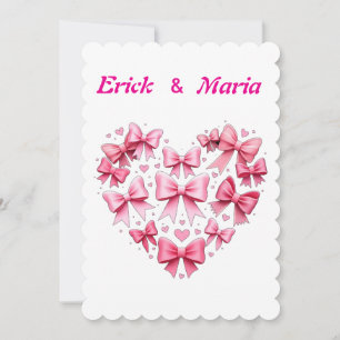 Invitación Boda más lazos rosados de San Valentín