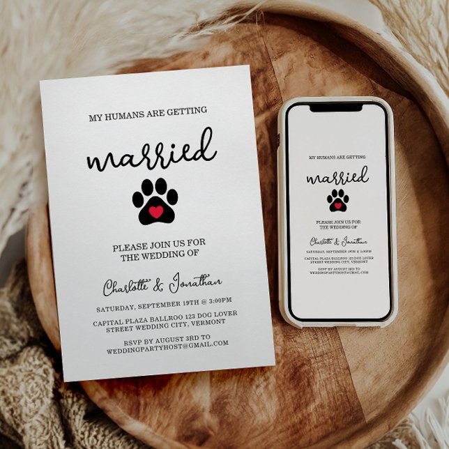 Invitación Boda Mascota simple y moderno de fotografía de per (Subido por el creador)