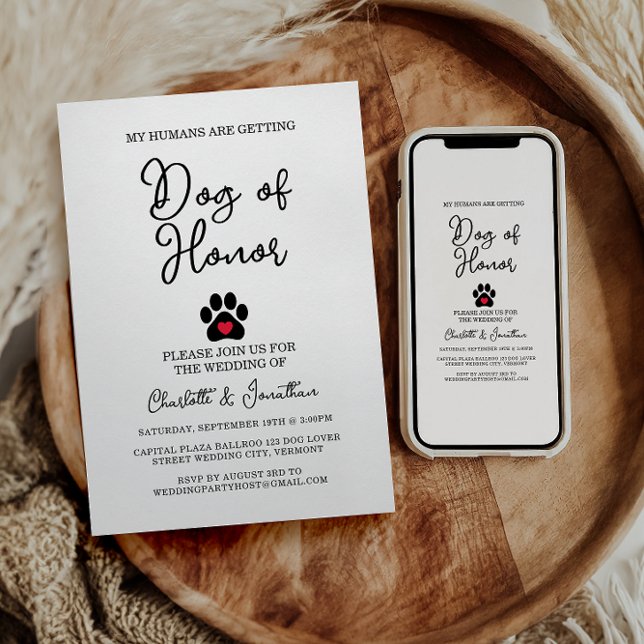 Invitación Boda Mascota simple y moderno de fotografía de per (Subido por el creador)