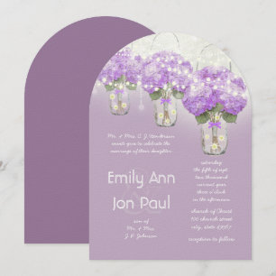 Invitación Boda Mason Jar de radiación morado