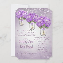 Invitación Boda Mason Jar de radiación morado