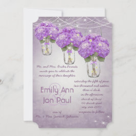 Invitación Boda Mason Jar de radiación morado