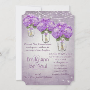 Invitación Boda Mason Jar de radiación morado