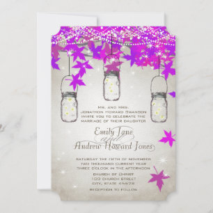 Invitación Boda Mason Jar de radiación morado