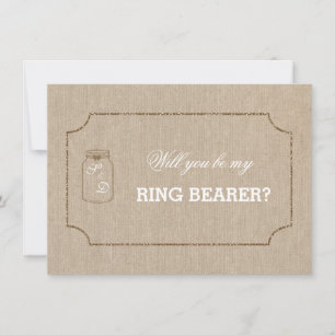 Invitación Boda Mason Jar Linen Canvas RING BEARER Invitar