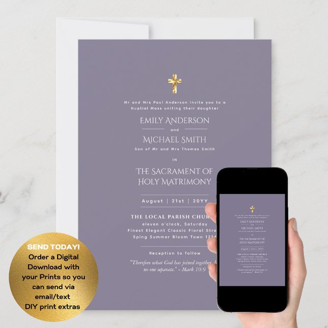 Invitación Boda Mauve Católico de Masa Nupcial (Subido por el creador)