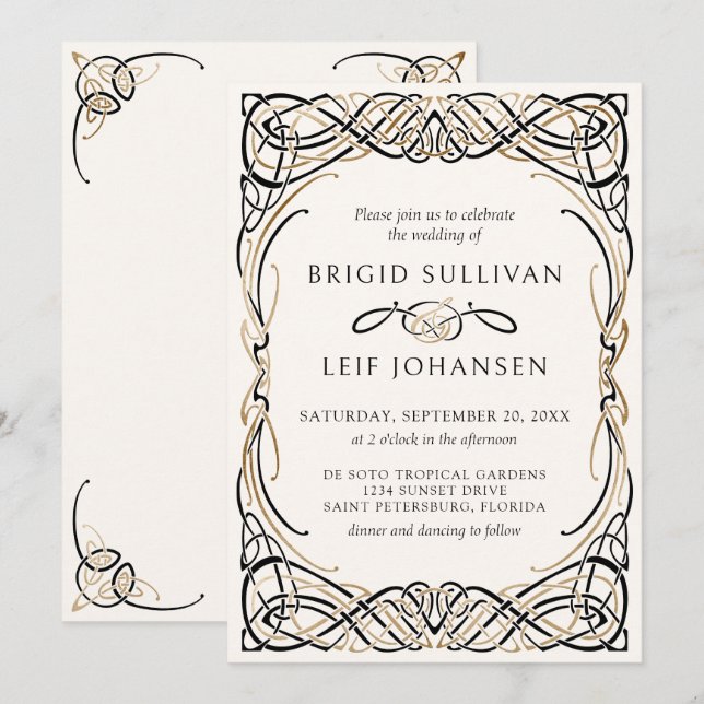 Invitación Boda medieval de Fantasy Celtic (Anverso / Reverso)