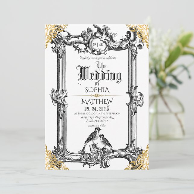 Invitación Boda Medieval Fantasía Real (Anverso de pie)